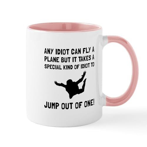 White/Pink Inside - Idiot Skydiving Mugs