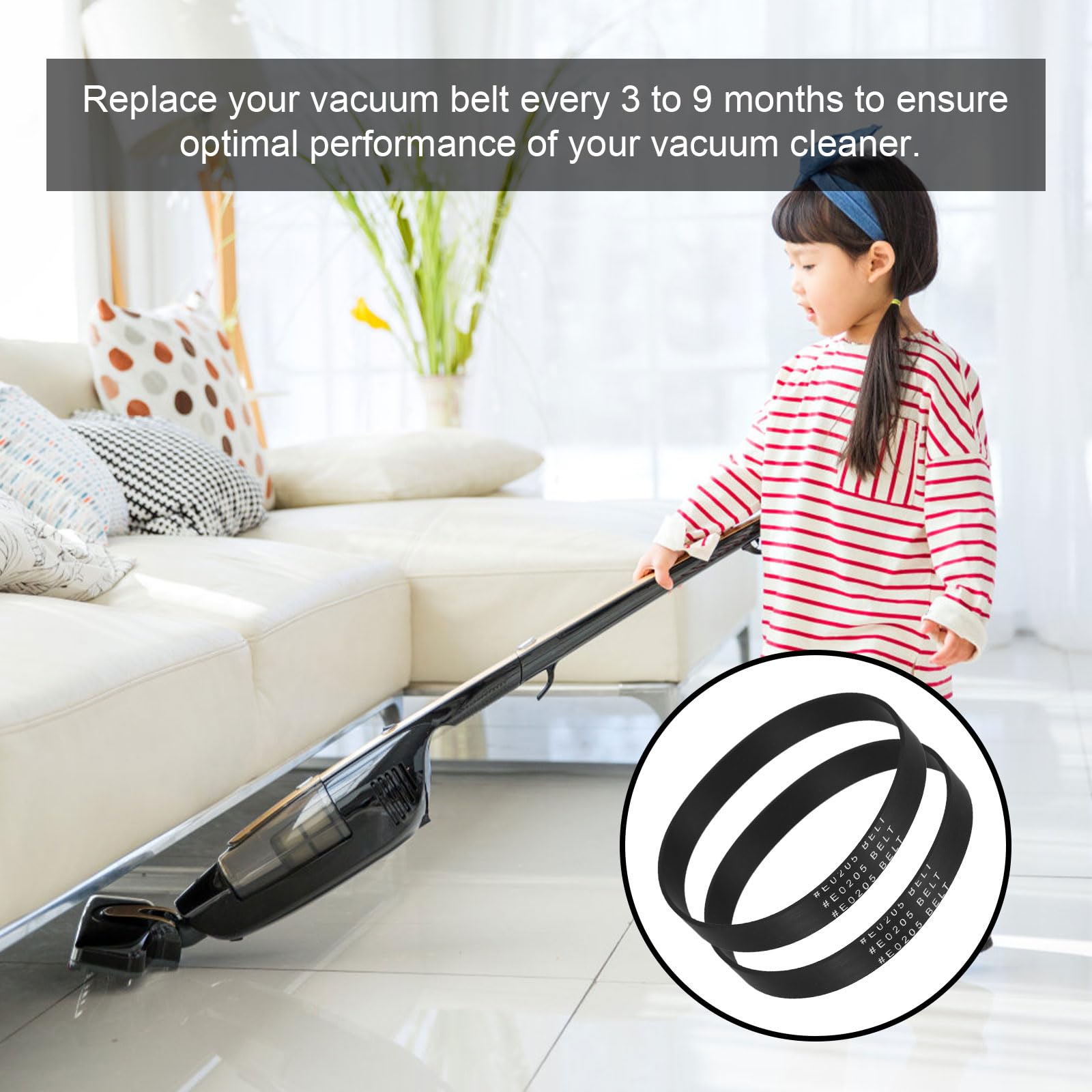 4-Pack Vacuum Belts Style U for Eureka Airspeed Upright Bagless Vacuum Cleaner Models AS1000/AS1000A/AS1001/AS1001A/AS1002A - Replacement E0205 Belts Compatible with Parts 83797 & 61120 Series - Perfect for Home Cleaning & Maintenance