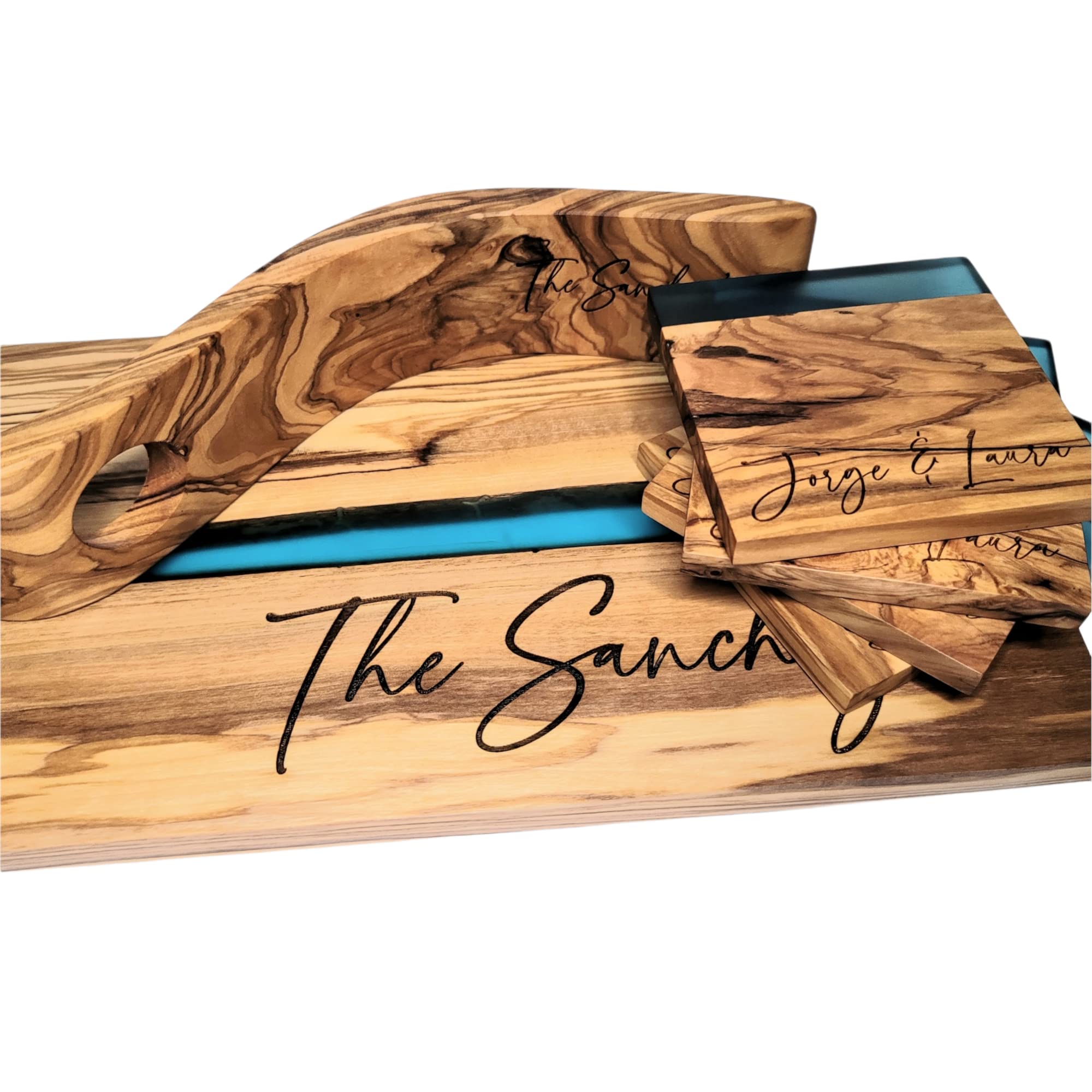 Premium Olive Wood Resin Cutting Board - Durable Kitchen Chopping Board with Natural Wood Grain - Perfect for Serving Charcuterie, Cheese & Slicing Fruits