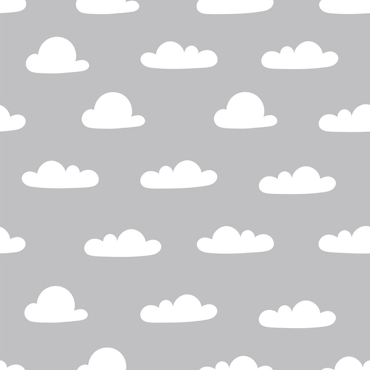 White and Silver Clouds Baby Peel & Stick Removable Wallpaper - Self-Adhesive Nursery Decor for Girls & Boys Rooms - Easy to Install & Remove