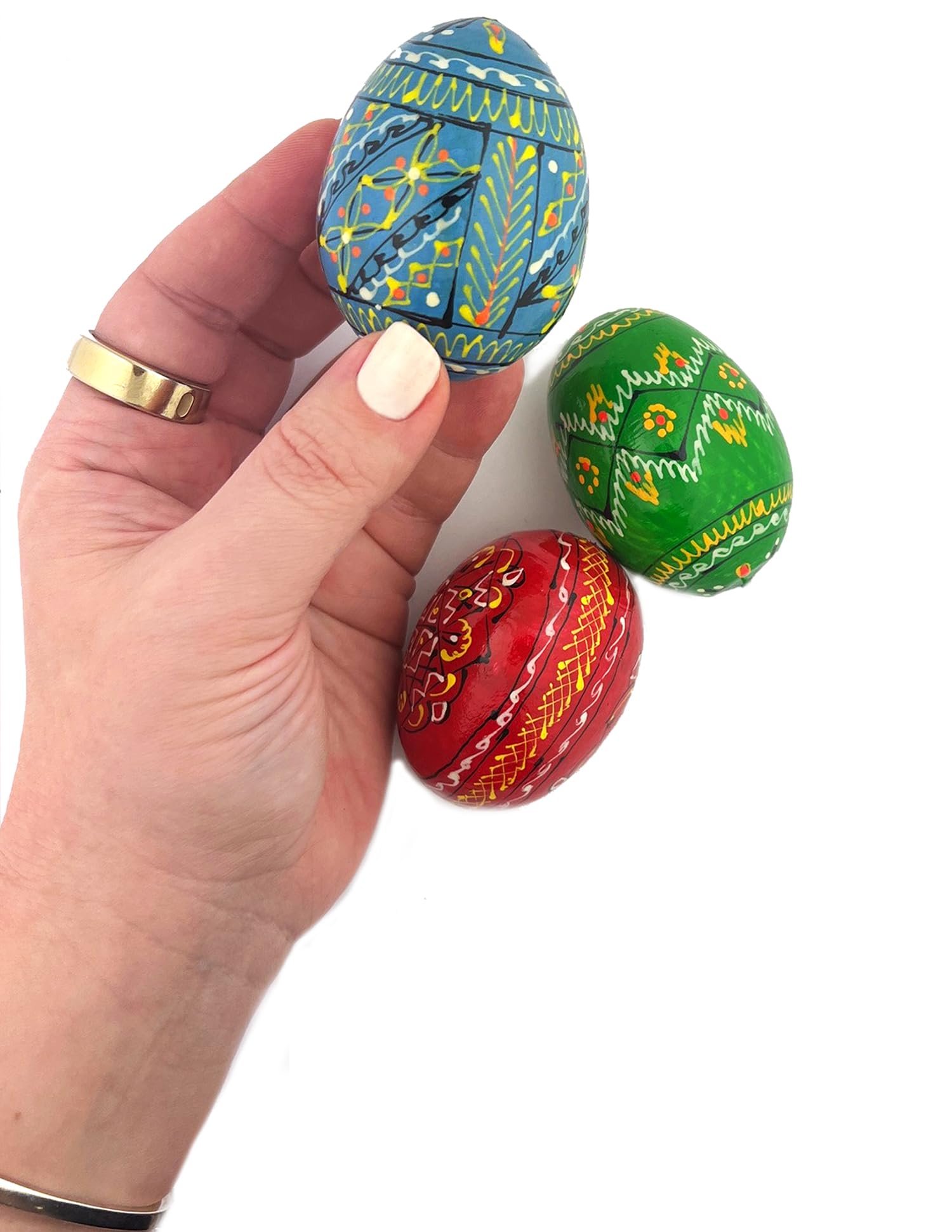 Hand-Painted Ukrainian Pysanky Easter Eggs - Set of 25 Wooden Religious Gifts (2 5/8 Inch) - Perfect for Easter Decorations, Home Décor, and Thoughtful Christian Gifts