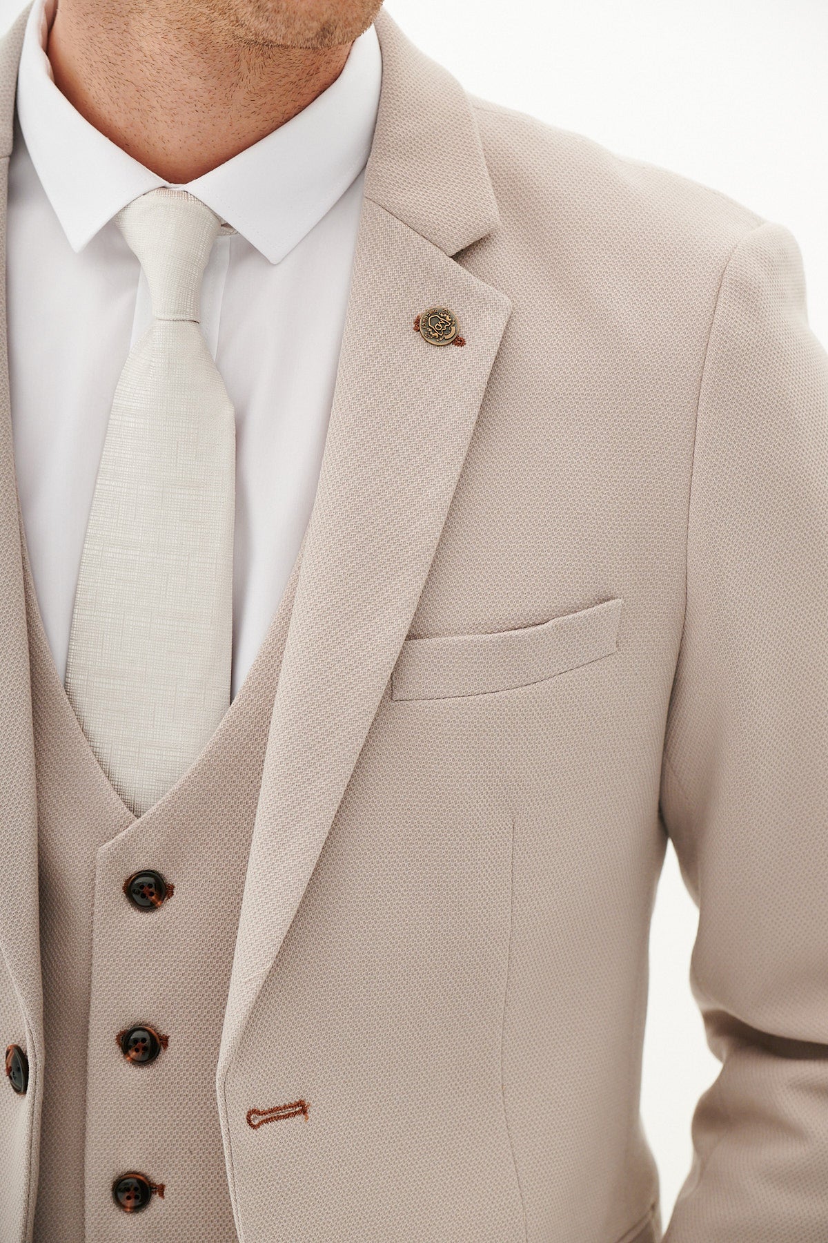 Harry Maguire Wedding Suit HM5 Stone Three-Piece Suit for Men - Perfect for Weddings, Prom, Formal Events & Special Occasions