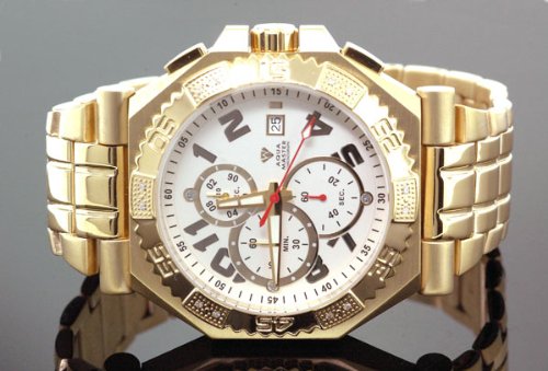 Aqua Master Men's Swiss Made Sports Diamond Watch 0.12ctw - Luxury Waterproof Chronograph for Active Lifestyle & Formal Occasions