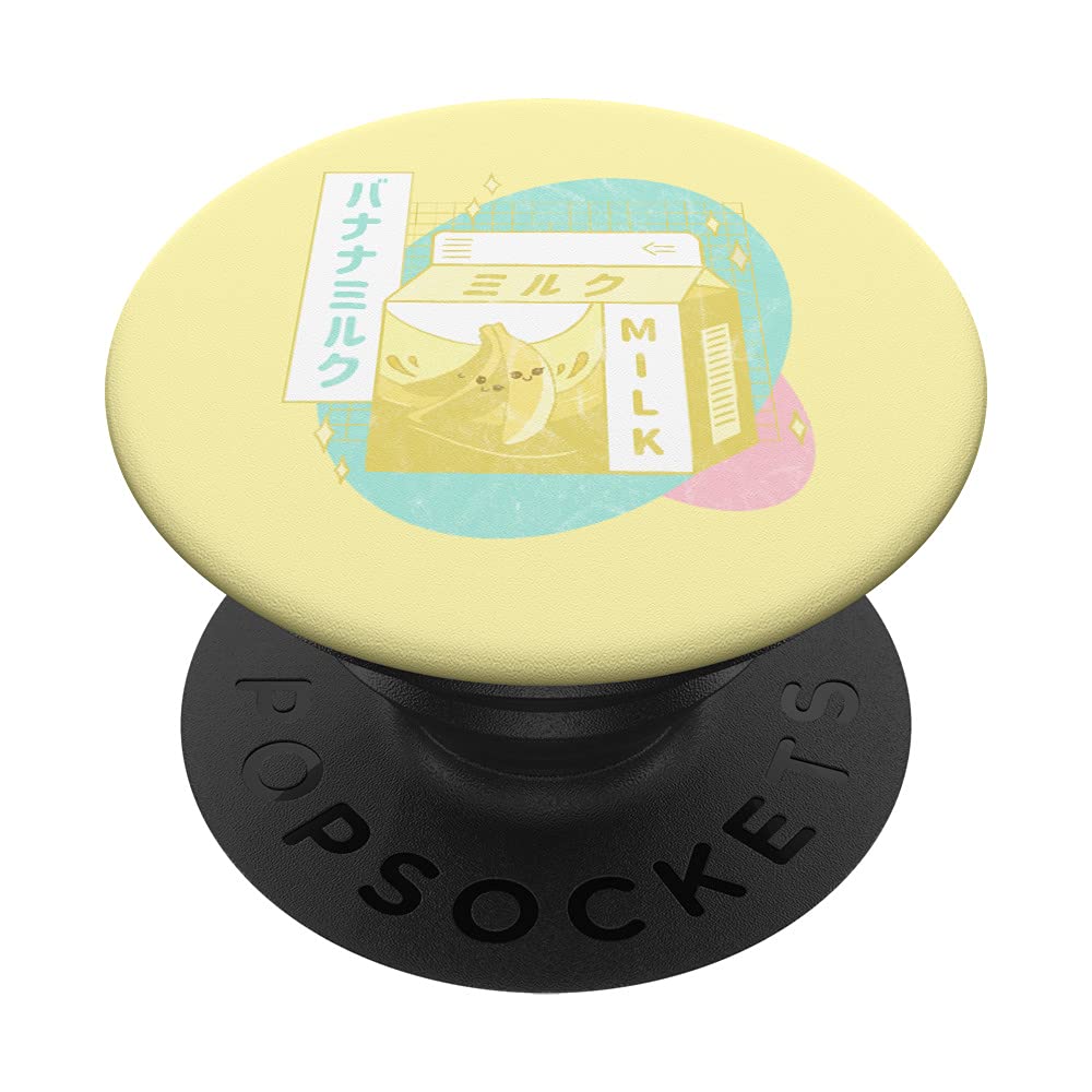 Pastel Banana Milk PopSockets - Swappable PopGrip for Phones with Vaporwave Aesthetic | Japanese Kawaii Style | Perfect for Anime Lovers, Gaming Accessories & Aesthetic Phone Decor