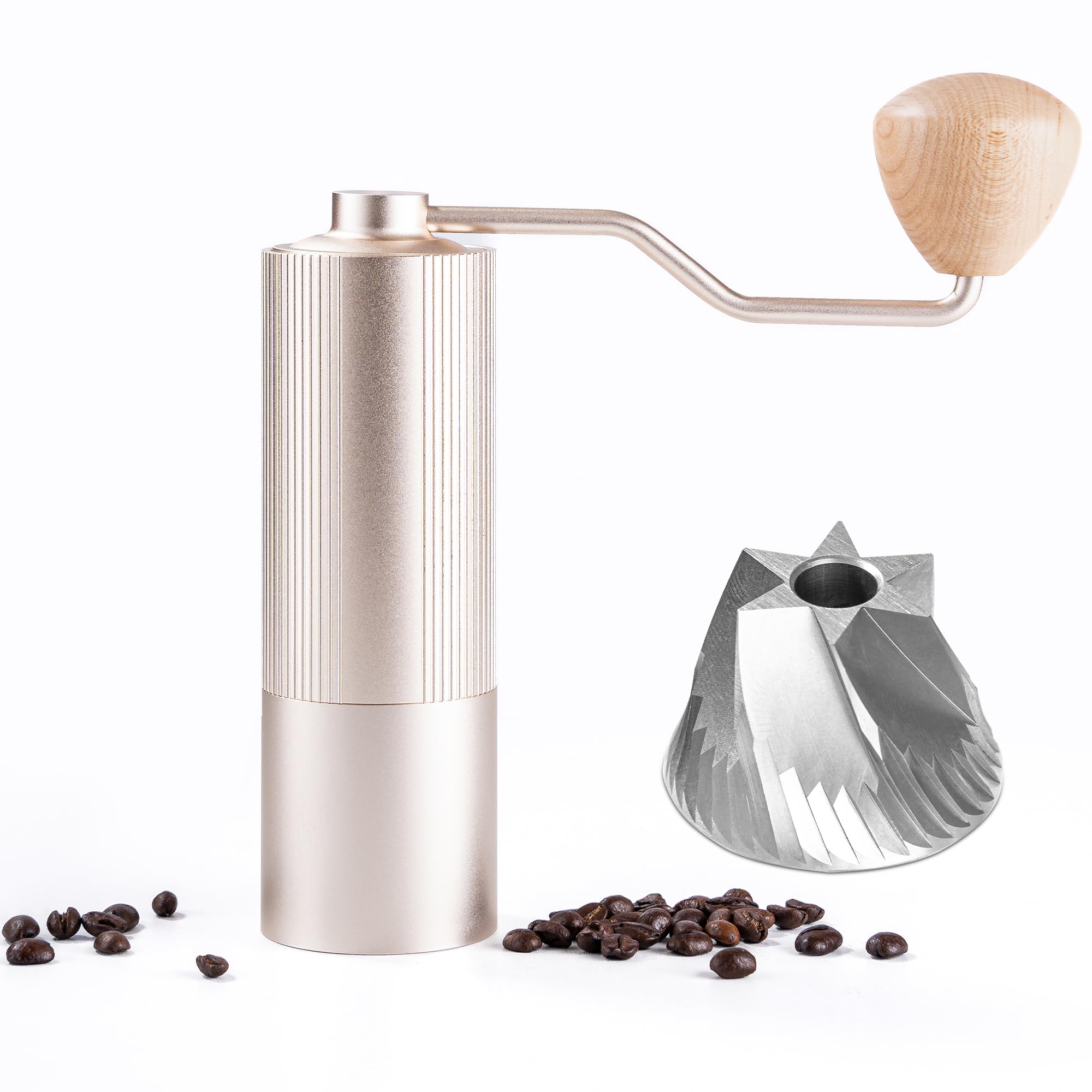 Premium Manual Coffee Grinder with 6-Star Stainless Steel Burr - Hand Crank Mill for French Press, Moka Pot & Espresso - 30g Capacity Gold Coffee Bean Grinder - Perfect for Home, Office & Camping Brewing