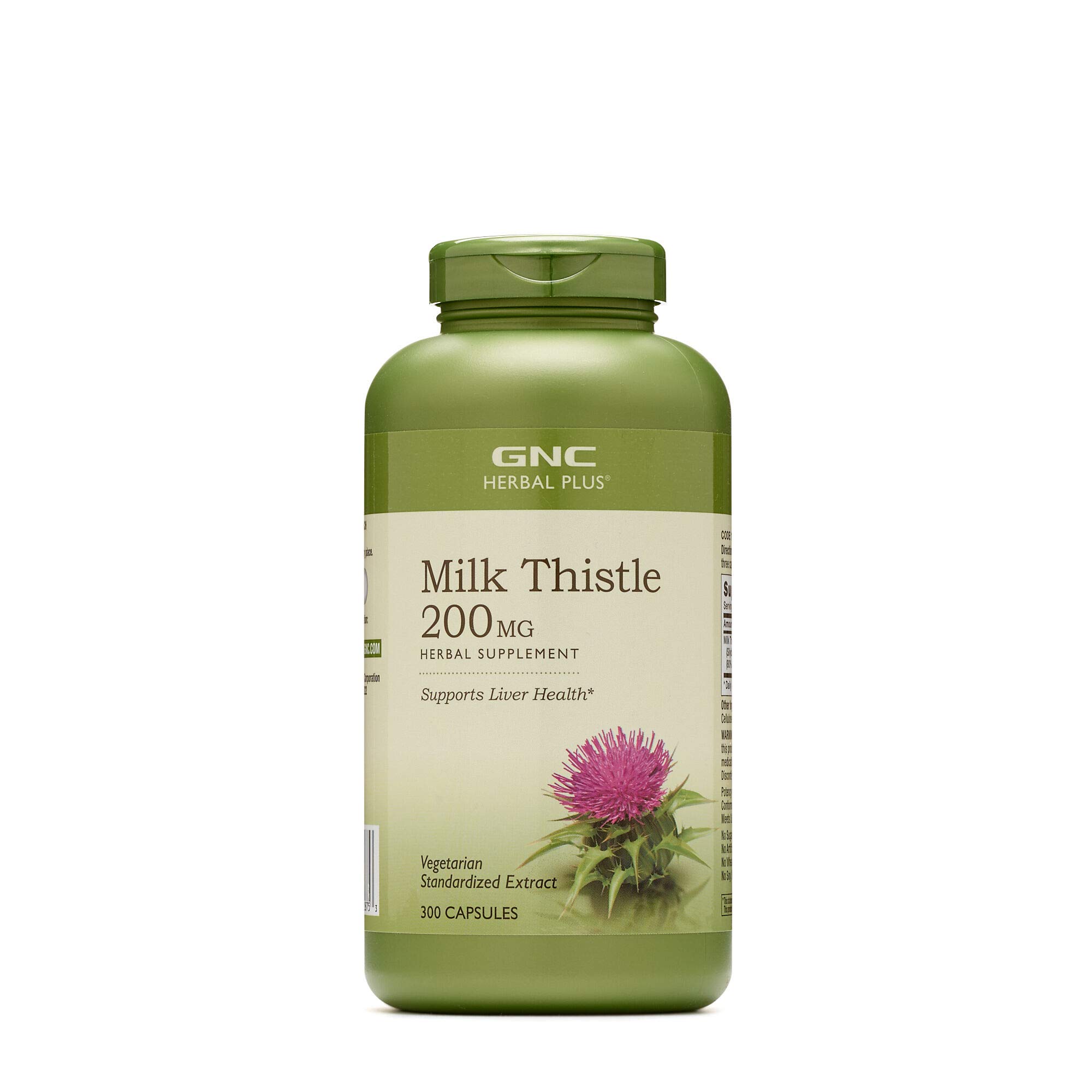 GNC Herbal Plus Milk Thistle 200mg - 300 Capsules for Liver Detox & Health Support | Natural Liver Cleanse Supplement | Ideal for Daily Wellness & Post-Alcohol Recovery