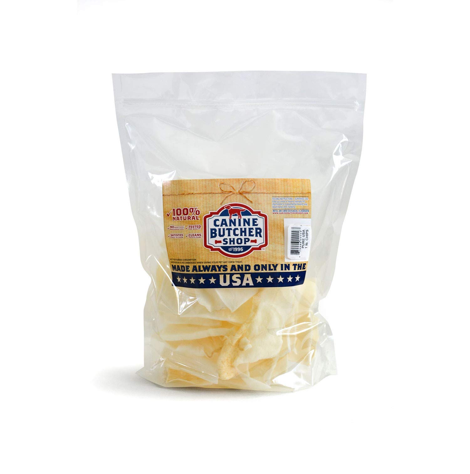 Premium USA-Made Beef Rawhide Chips for Dogs - Single-Ingredient Natural Dog Chews (1 lb) | All-Natural Collagen Dental Treats for Puppies & Adult Dogs - Great for Teeth Cleaning, Anxiety Relief & Long-Lasting Chewing Fun