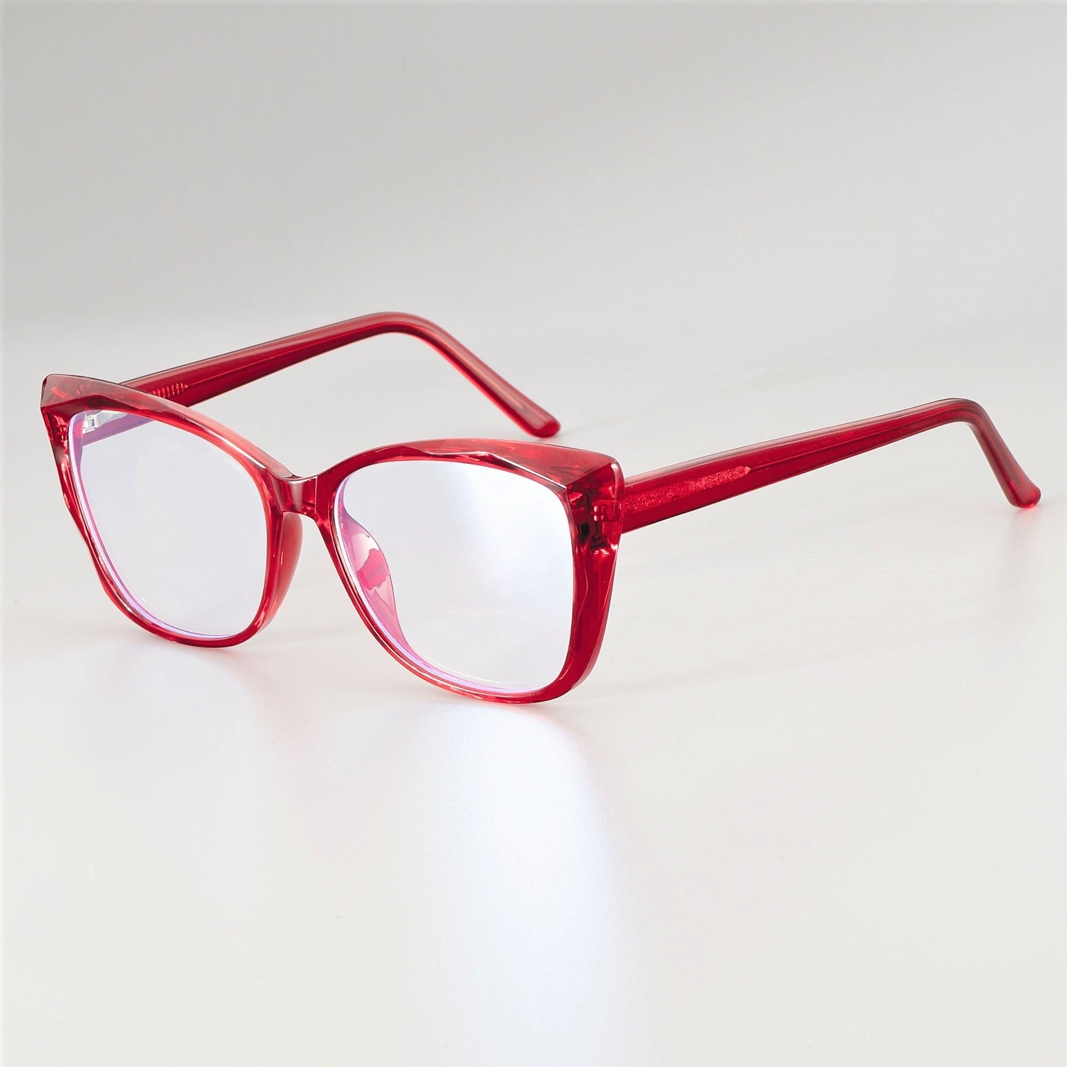 CCspace Unisex Full Rim Square Cat Eye Titanium Frame Eyeglasses - Lightweight & Durable for Work, Reading & Fashion (Model 51014)