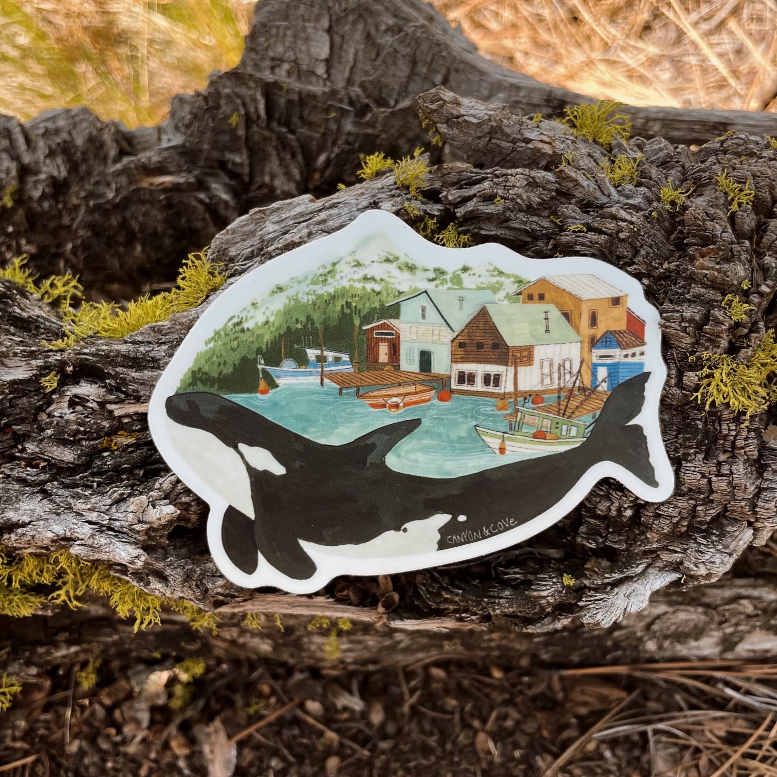 Premium Harbor Orca Whale Vinyl Sticker - Waterproof, Durable Decal for Laptops, Cars, Tumblers & DIY Crafts - Perfect for Marine Lovers & Ocean-Themed Decor