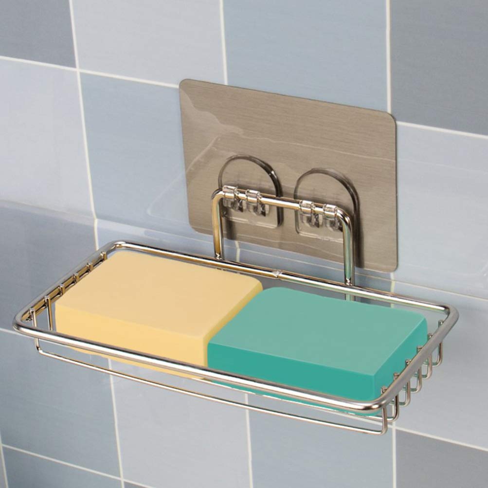 FOMIYES Shower Sponge Holder - Wall Mount Soap Dish & Bathroom Organizer for Shower, Bathtub, and Kitchen - Rustproof Soap Saver Basket with Drain Holes - Perfect for Bar Soap, Sponges, and Bath Accessories