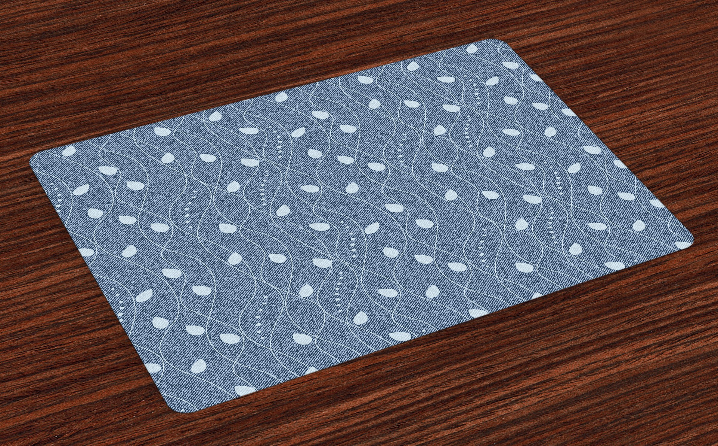 Ambesonne 4-Pack Leaves Placemats - Modern Art Deco Nature Design with Branches on Denim Background - Washable Fabric Table Mats for Dining Room & Kitchen Decor in Slate Blue - Perfect for Dinner Parties, Holiday Gatherings & Everyday Use