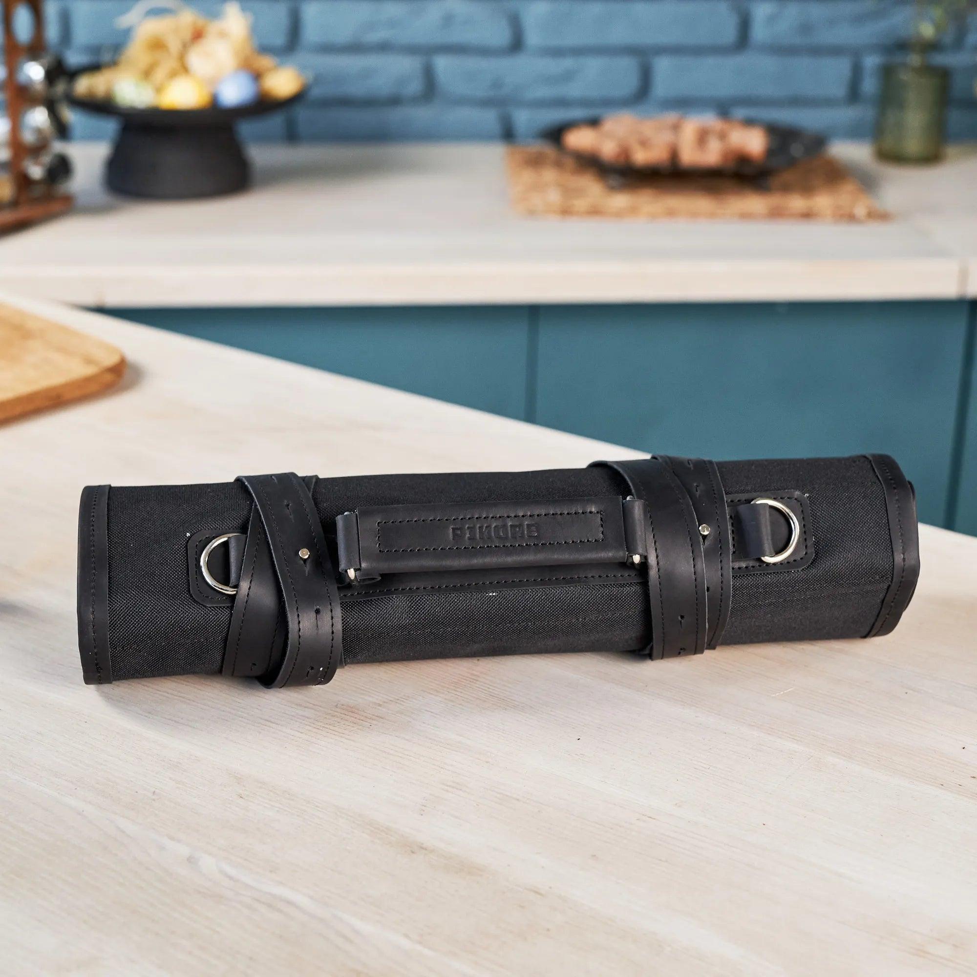 Premium Waxed Canvas Knife Roll for Chefs - Durable & Water-Resistant Knife Storage Bag - Perfect for Professional Kitchens, Culinary School & Outdoor Cooking