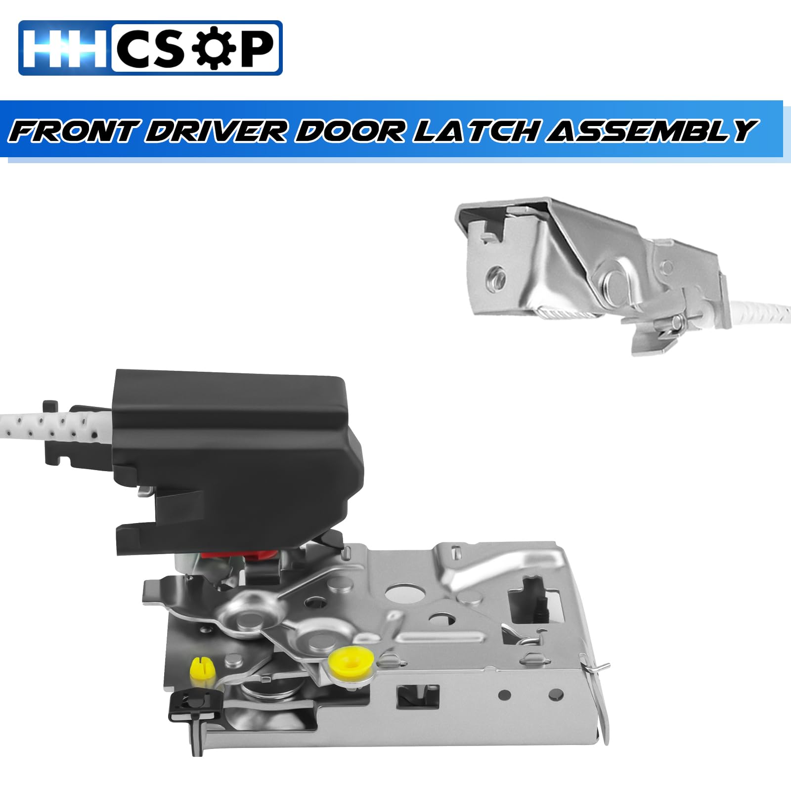 1992-1997 Ford F150 F250 F350 Bronco Front Left Driver Side Door Lock Latch Assembly Replacement with Cable Rod Kit & Actuator Motor - F4TZ-15219A65-A - Perfect for Door Lock Repair & Maintenance