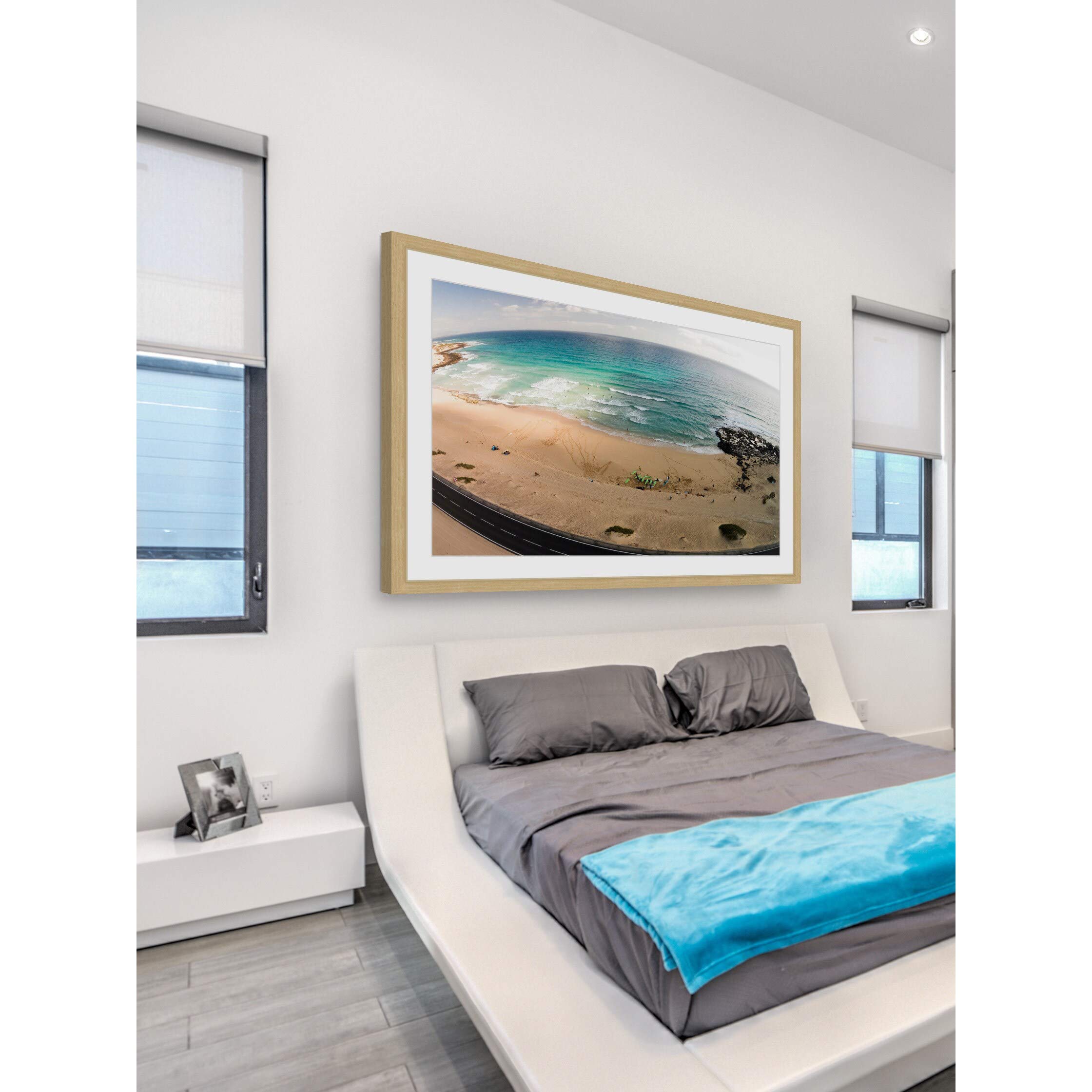 Handmade Telescopic Beach View Framed Print 36x24 Inch - Coastal Wall Art Decor for Living Room, Bedroom & Office - Marmont Hill