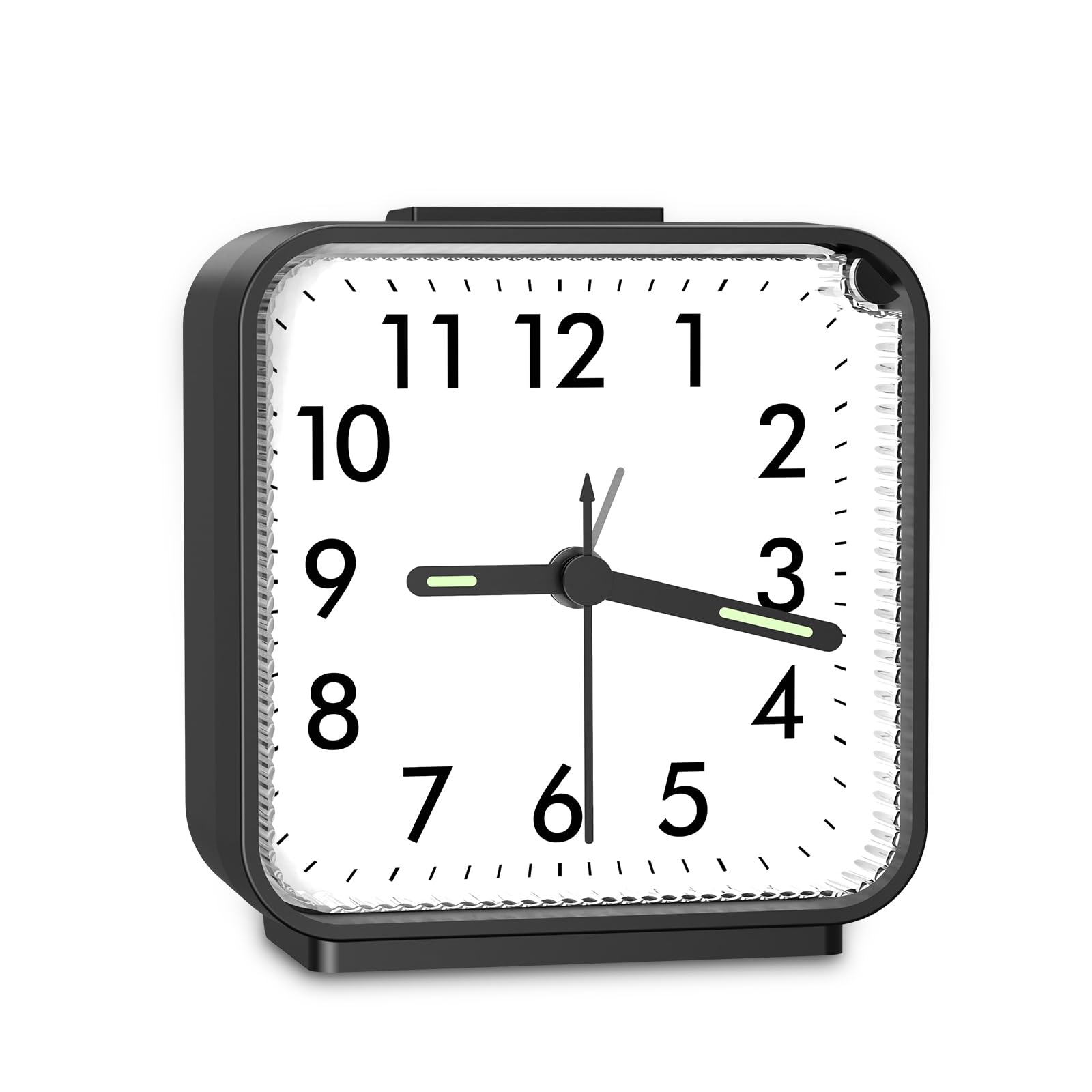 Brifit Silent Alarm Clock - Battery Powered Non-Ticking Bedside Clock with Luminous Hands, Large Display & Snooze Function - Perfect for Heavy Sleepers, Travel, Bedroom & Office Use - Easy to Read Black Clock with Night Light