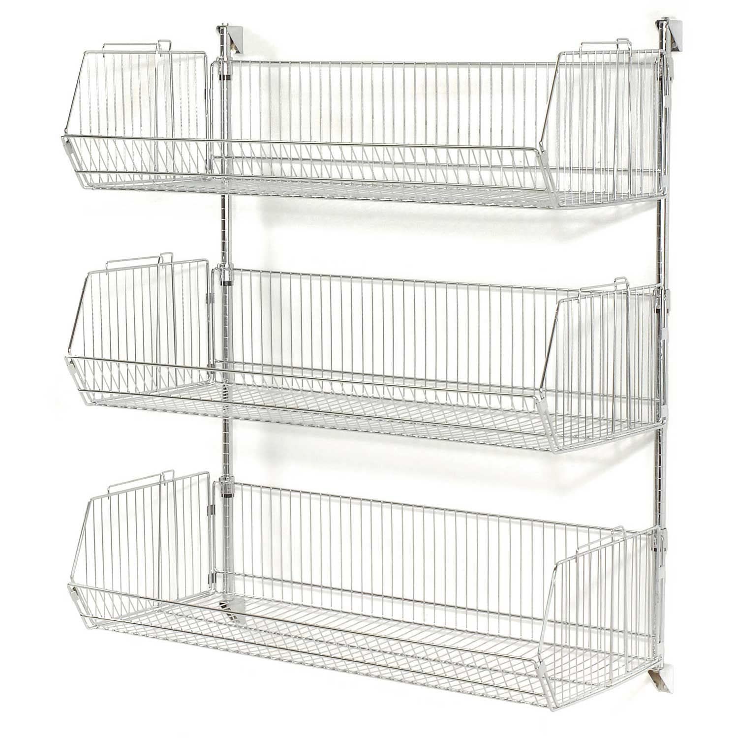 Nexel 3-Tier Chrome Wall Mounted Storage Basket Organizer - 36