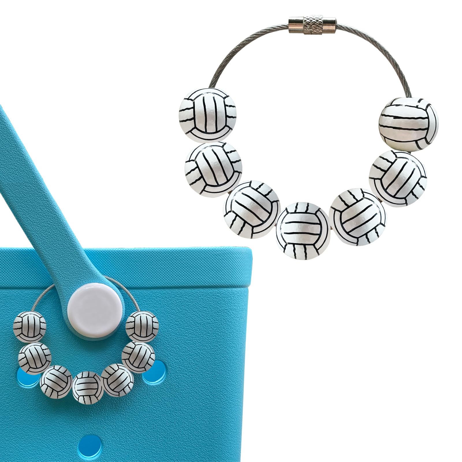 Stylish Wooden Beads & Sports Charms for Bogg Bags - Cute Bag Accessories for Simply Southern Totes & Beach Hole Handbags - Perfect for Beach Outings, Pool Parties & Summer Vacations