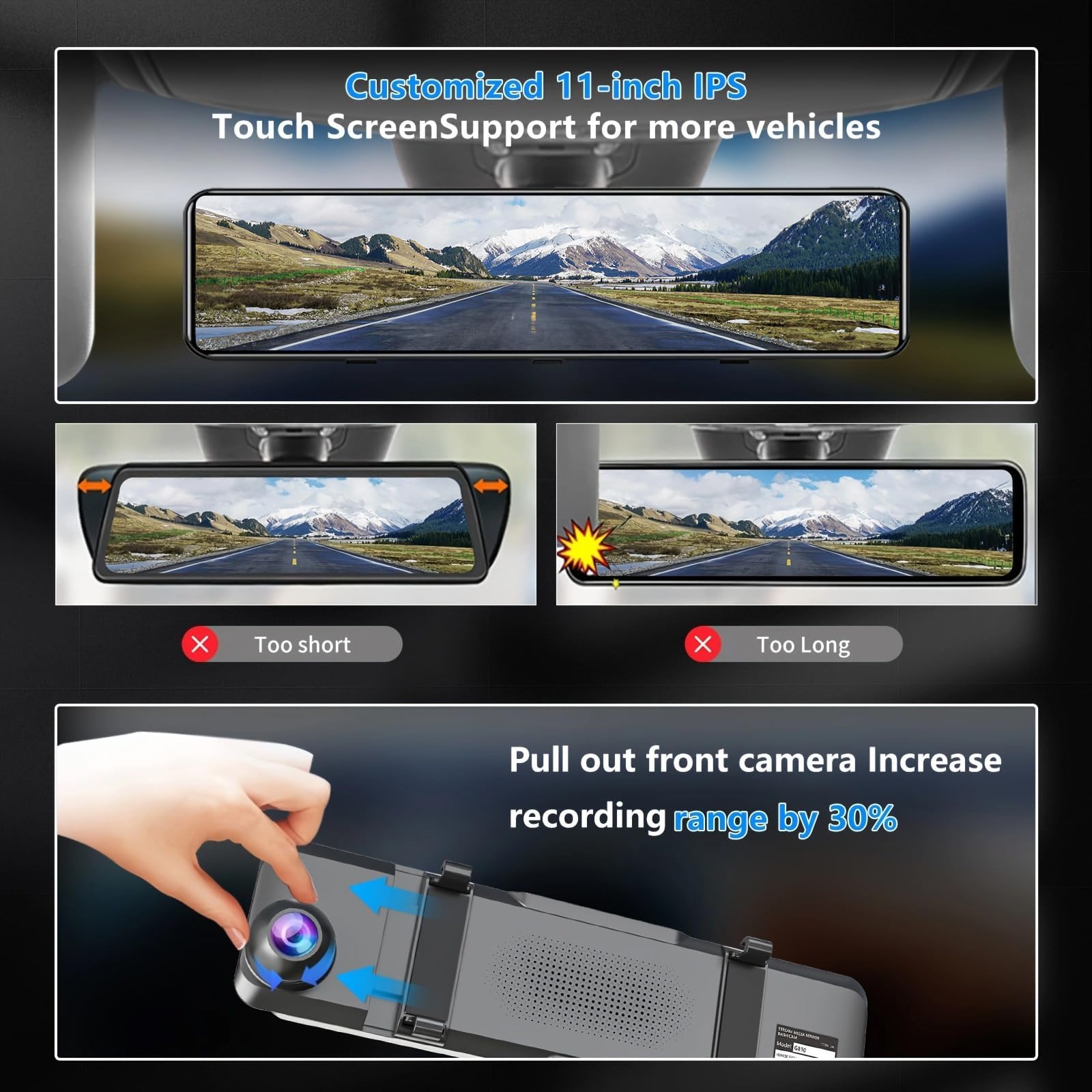 JOMISE 4K Mirror Dash Cam with 11
