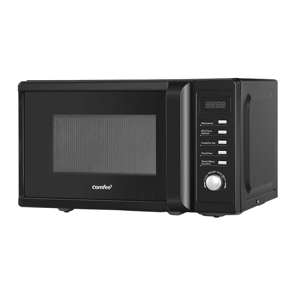 Comfee 20L 700W Black Microwave Oven for Kitchen - Compact Countertop Microwave with 10 Power Levels, Child Lock & Auto Menu - Perfect for Small Spaces, Dorms, Offices & Home Cooking
