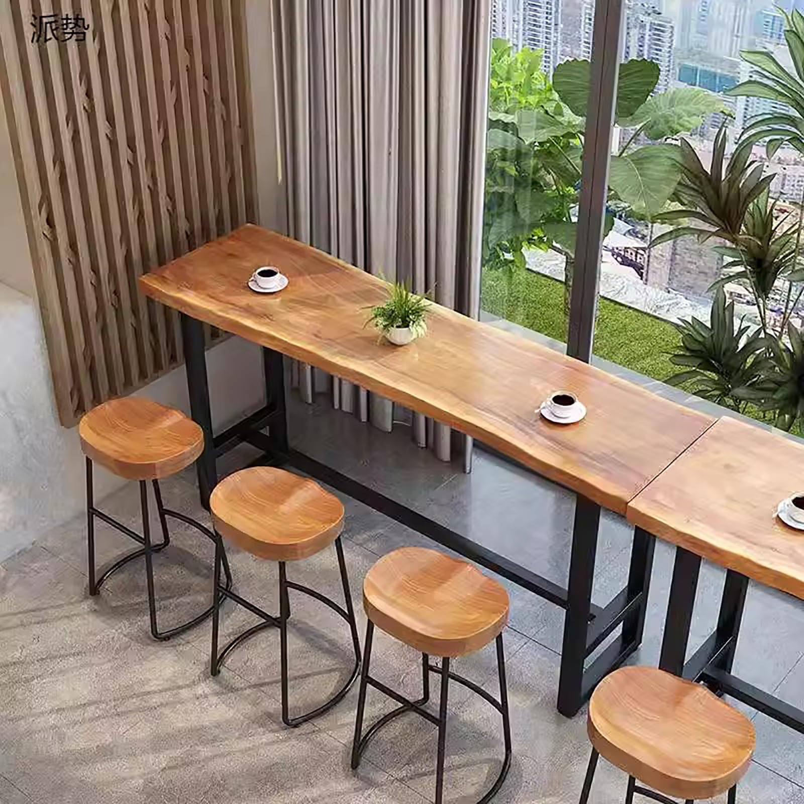 Solid Wood Bar Table - Modern Rectangular Pub Table with Footrest, Live Edge Counter Height Dining Table for Kitchen, Coffee & Bar Use - Perfect for Home, Restaurant & Outdoor Entertaining