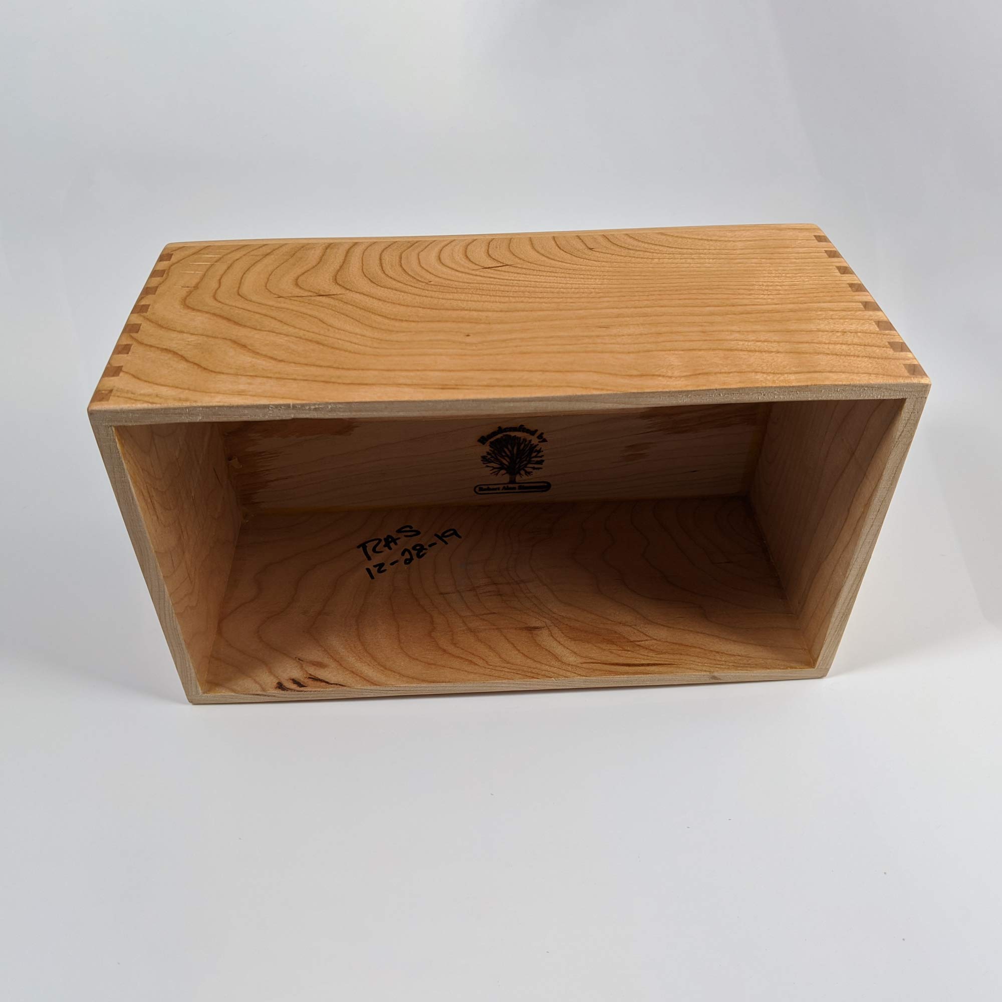 Handmade Cherrywood Tissue Box Cover - Solid Wood Rectangle Tissue Box Holder with Box-Jointed Sides for Home & Office Decor