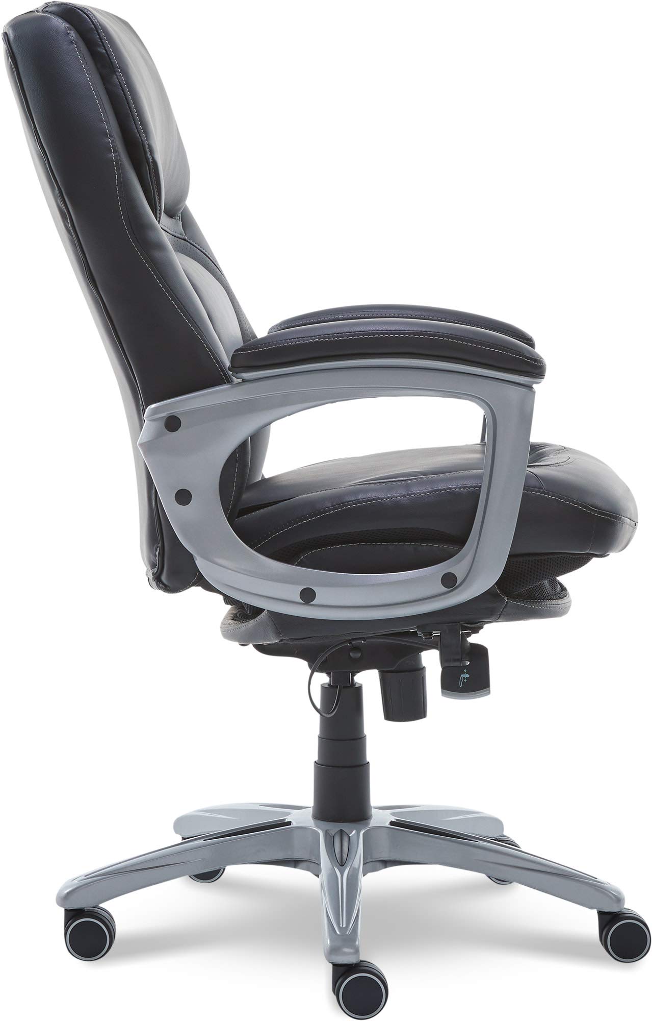 Serta Wellness by Design Executive Office Chair with Lumbar Support - Ergonomic Computer Desk Chair with Back in Motion Technology, Mid Back Leather Black - Perfect for Home Office, Gaming & Workspace Comfort