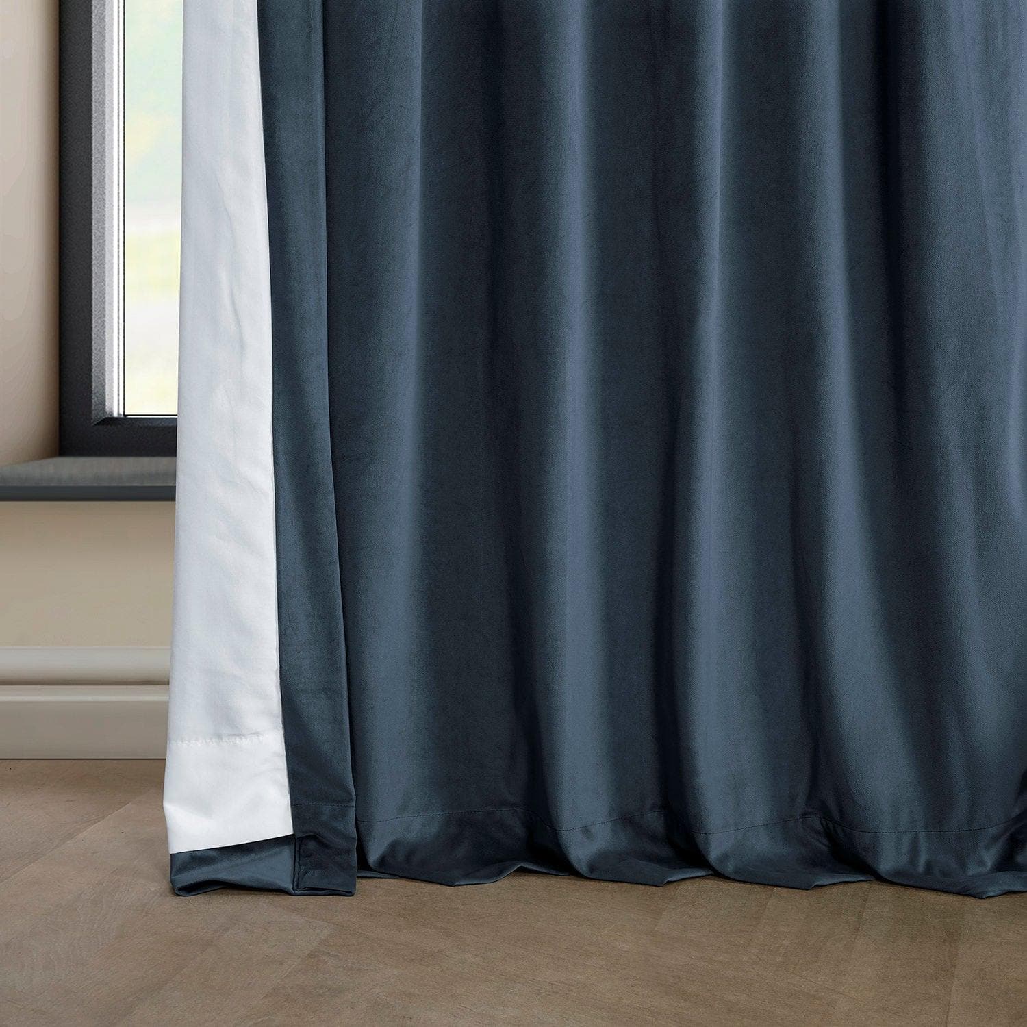 London Blue Heritage Plush Velvet Blackout Curtains for Bedroom - Thermal Insulated Noise Reducing Window Drapes for Living Room & Nursery