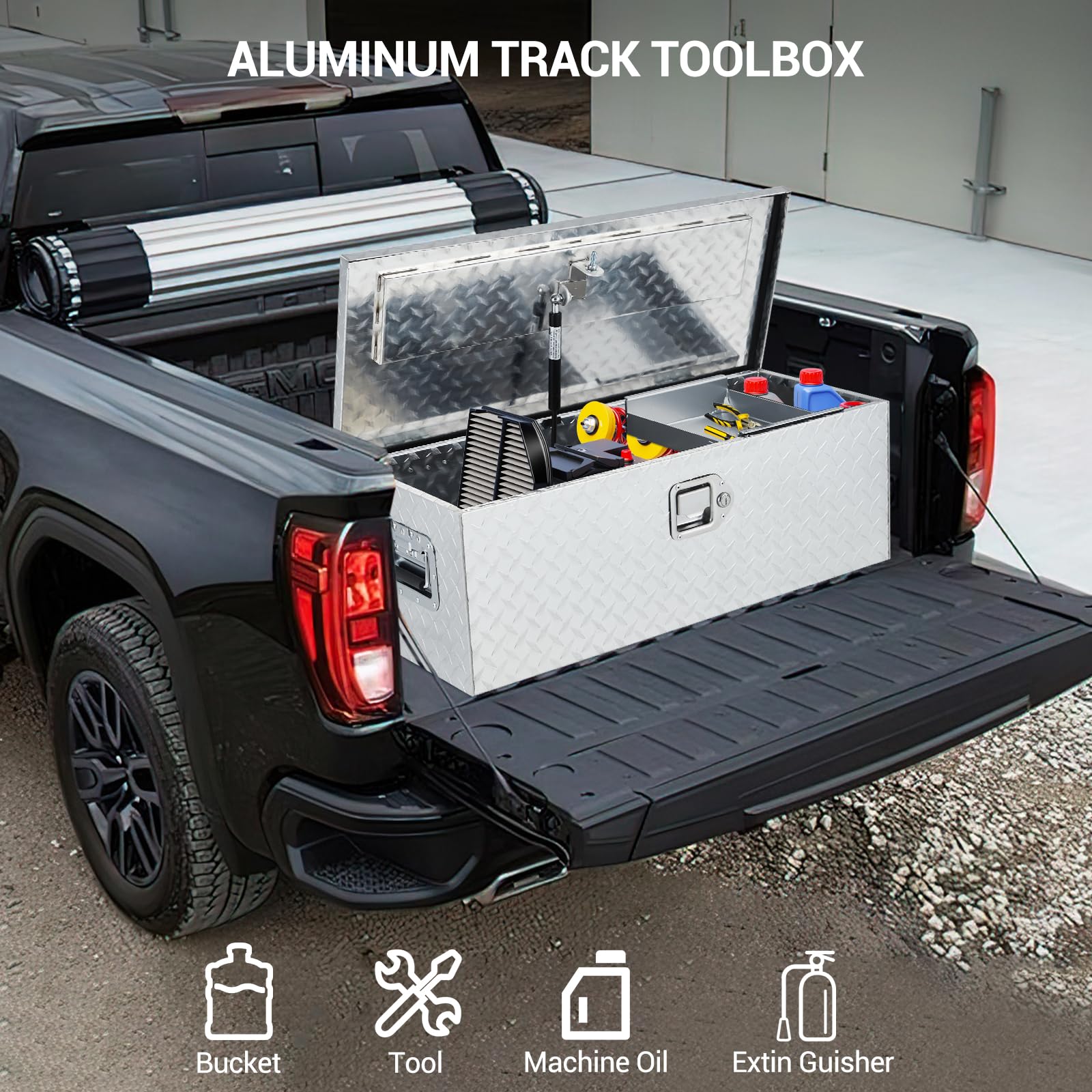 GARVEE 30 Inch Aluminum Truck Tool Box with Security Lock - Heavy Duty Waterproof Storage Chest for Pickup Trucks, RVs & Trailers - Organize Tools & Equipment (Silver) - Perfect for Construction, Camping & Outdoor Work