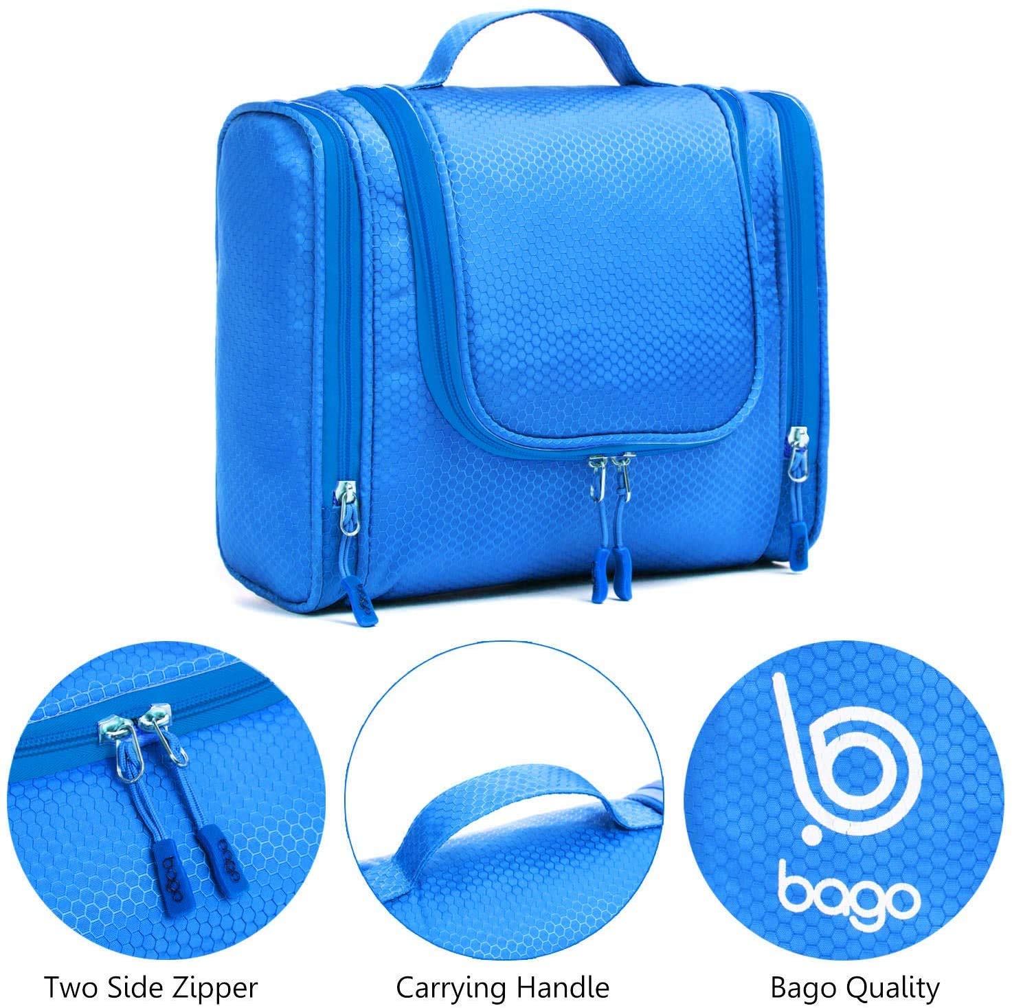 Waterproof Hanging Travel Toiletry Bag for Women & Men - Large Bathroom Organizer with Multiple Pockets | Perfect for Makeup, Shampoo & Toiletries Storage | Ideal for Air Travel, Camping & Gym (Blue)
