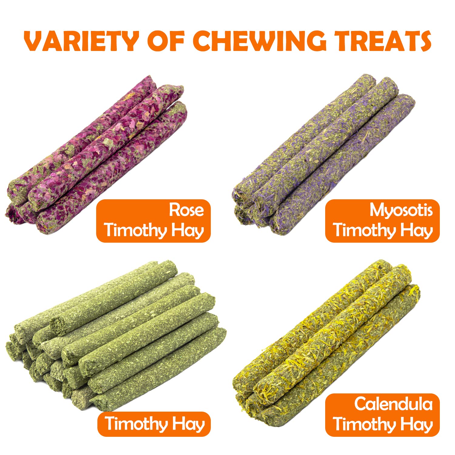 Sofier 32Pcs Timothy Hay Sticks 320g - Natural Rabbit Chew Toys for Bunny, Guinea Pig, Hamster, Chinchilla, Rat & Gerbil | Handmade Dental Treats for Small Pets | Perfect for Cage Enrichment & Teeth Health