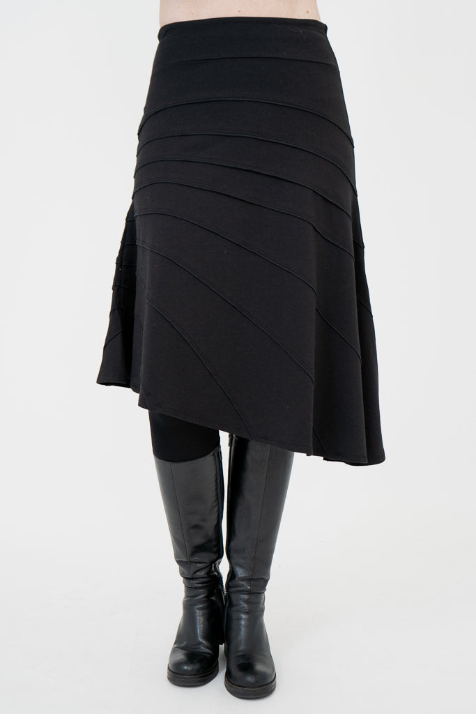 Beverly Skirt - Black Bamboo Fabric Women's Midi Skirt - Perfect for Office Wear, Casual Outfits & Summer Dresses