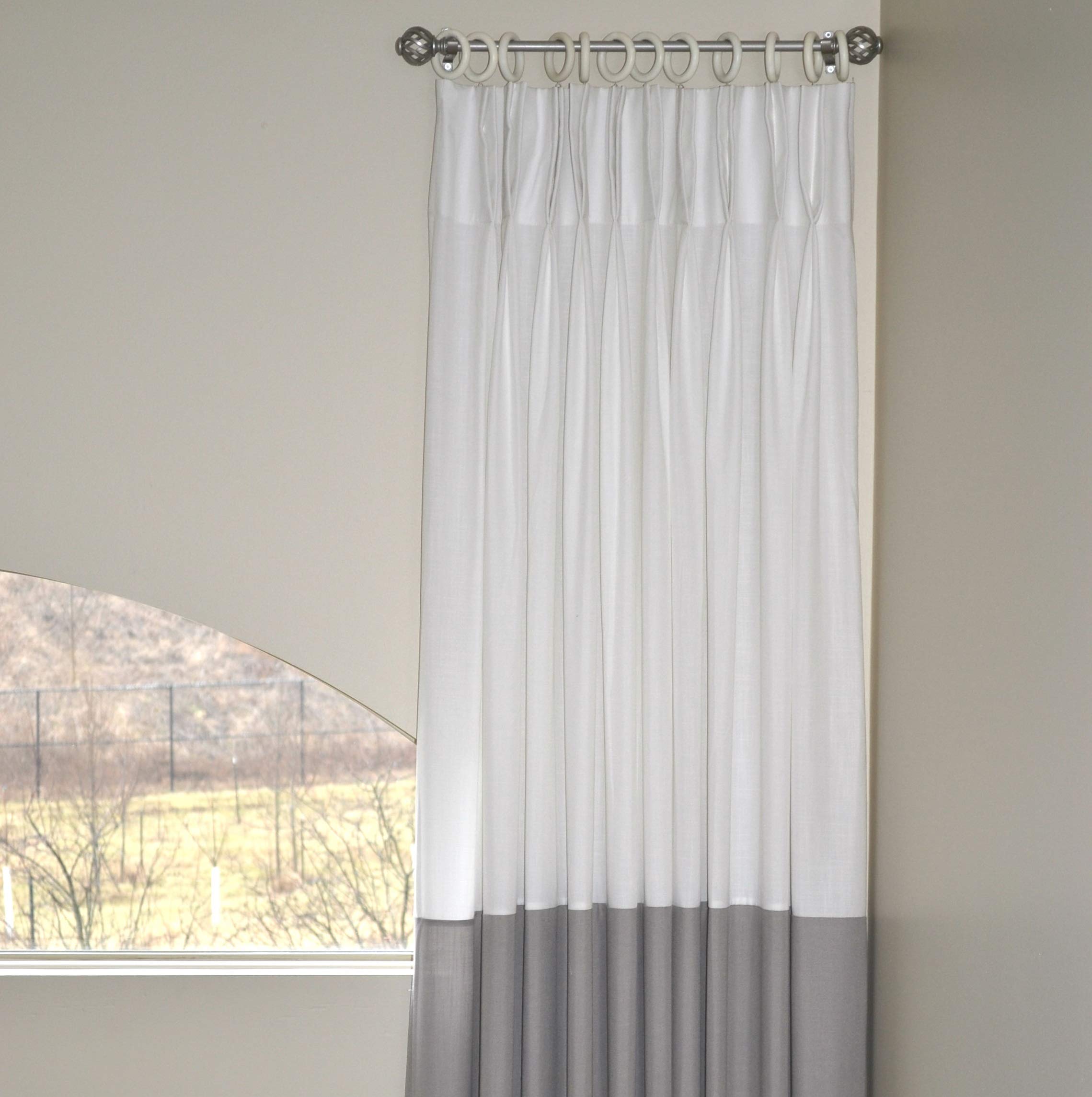 Custom Extra Long Cotton Pinch Pleat Curtains 15-20 Feet - Gray & White Striped Drapes for 2 Story Great Rooms | Free Swatch Included | Perfect for Living Room, Bedroom & Tall Windows (240 Inch Length)