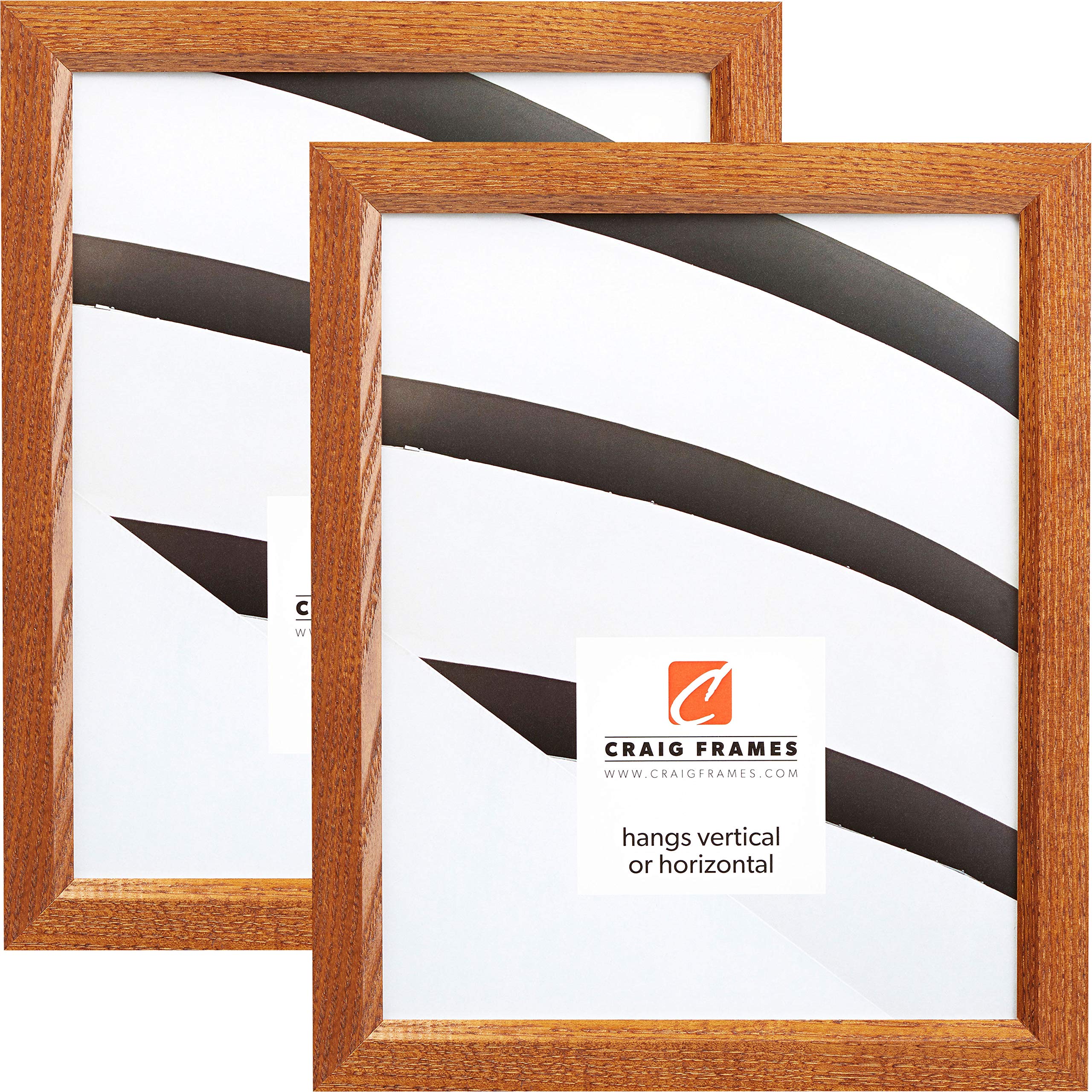 Craig Frames 8261610 10x13 Inch Honey Brown Picture Frame Set of 2 - Perfect for Wall Decor, Family Photos, and Home Office Display