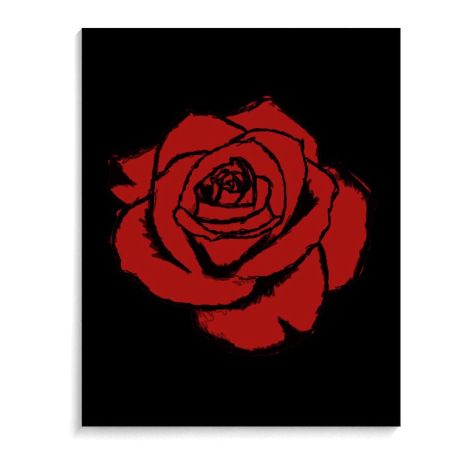 Personalized Red Rose Adult Paint by Number Kit - Digital Oil Painting Set with Frame for Stress Relief & Home Decor | Creative Gift for Women, Mothers, Artists