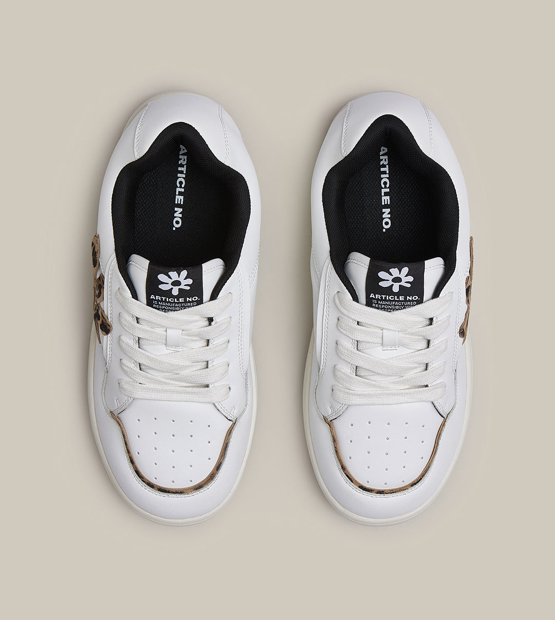Burger Leopard Floral Patch Low Top Skate Sneakers - White/Leopard Print - Comfortable Canvas Shoes for Streetwear & Skateboarding