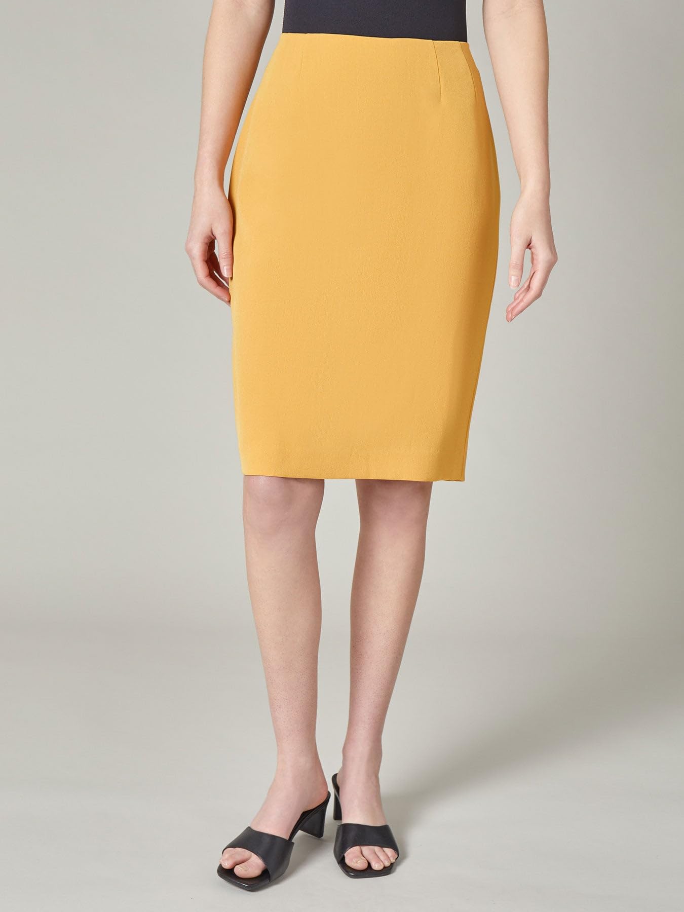 Kasper Women's Stretch Crepe Knee-Length Pencil Skirt - Slim Fit Office Work Skirt for Business Professional & Formal Occasions