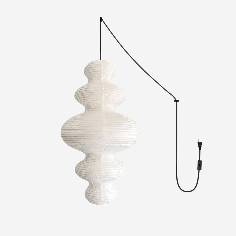 Akari Juni Pendant Swag Lamp - Modern Japanese Paper Lantern Light Fixture for Bedroom, Living Room & Dining Room Decor