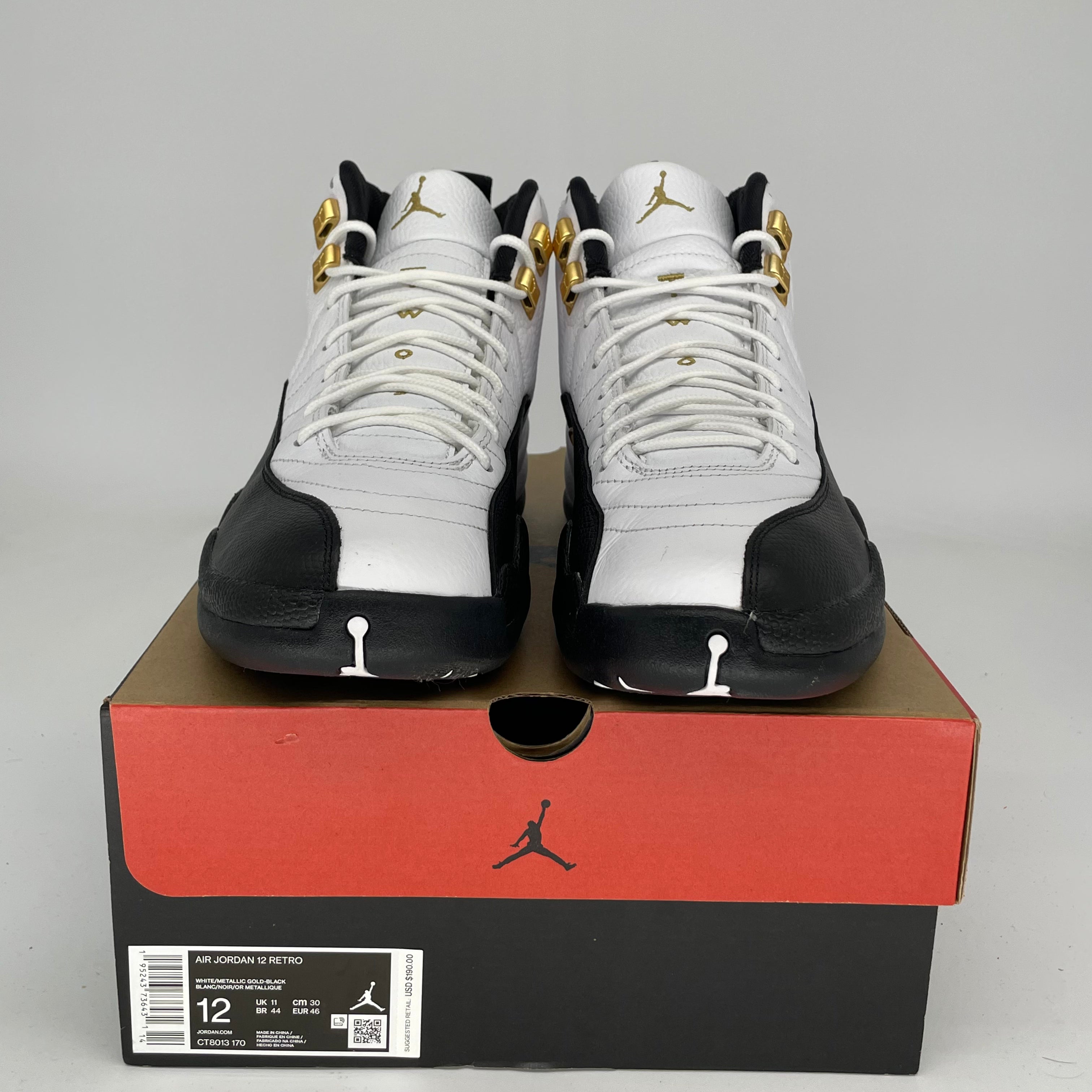 Original Title: AIR JORDAN 12 ROYALTY TAXI SIZE 12 CT8013 170   Optimized Title: **Air Jordan 12 Retro 