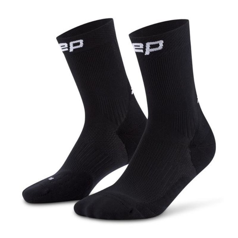 CEP Men's Running Socks - Mid Cut 5.0 Performance Compression Socks for Athletes (Black) - Ideal for Marathon, Jogging & Workout Recovery