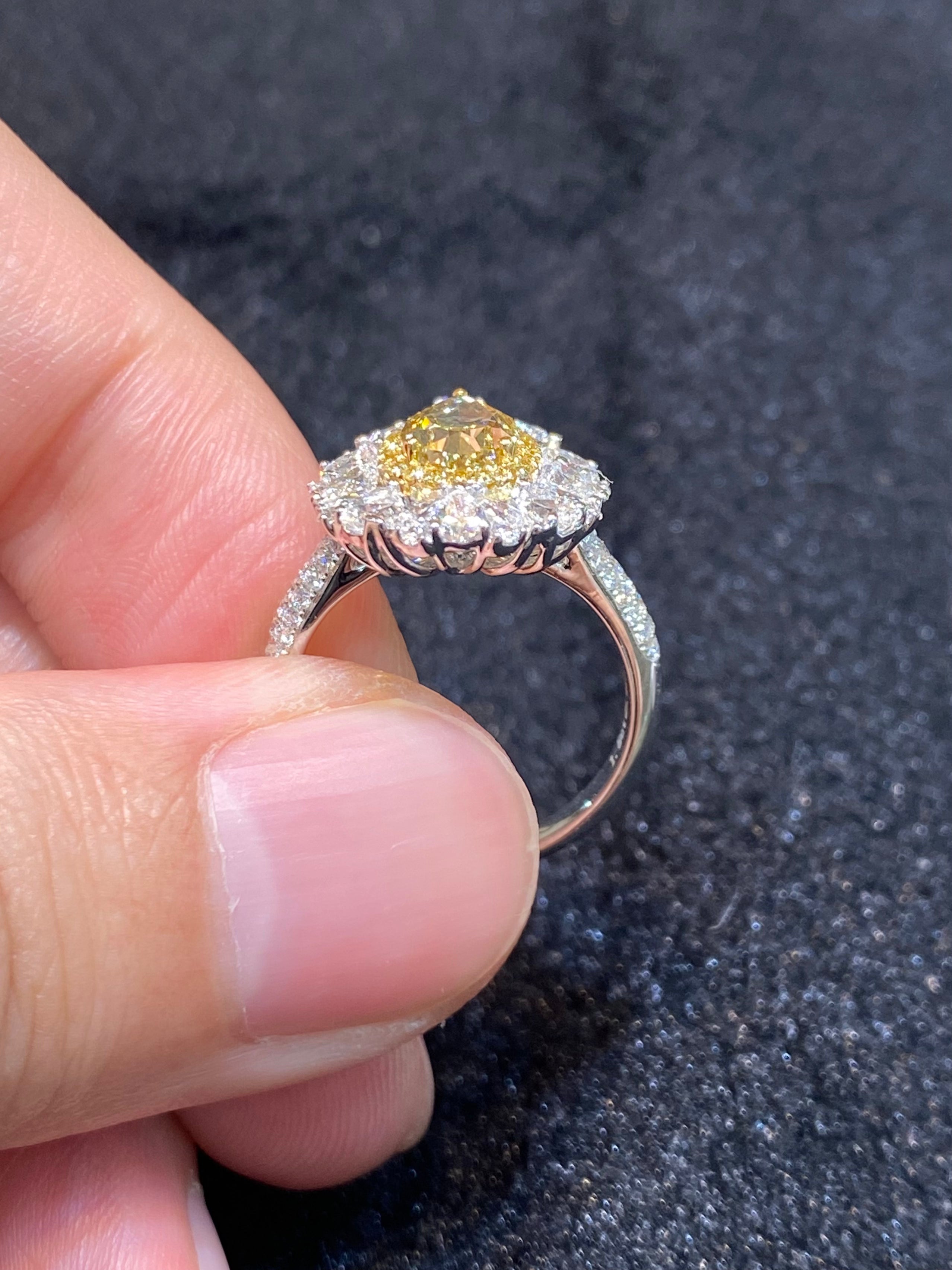 1.50ct Natural Yellow Diamond Ring for Women - Elegant Solitaire Engagement & Wedding Jewelry Gift