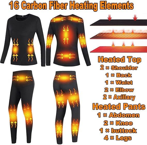 Men's Heated Thermal Underwear Set - Winter Base Layer for Skiing, Hiking & Outdoor Activities | Electric Warm Long Johns for Cold Weather