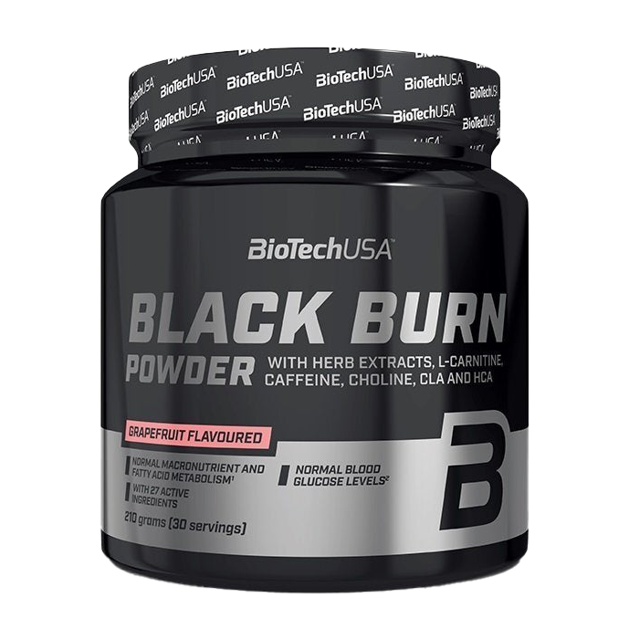 BioTechUSA Black Burn Fat Burner Powder - Grapefruit Flavor, 210g | Weight Loss Supplement for Men & Women | Pre-Workout & Post-Workout Energy Boost