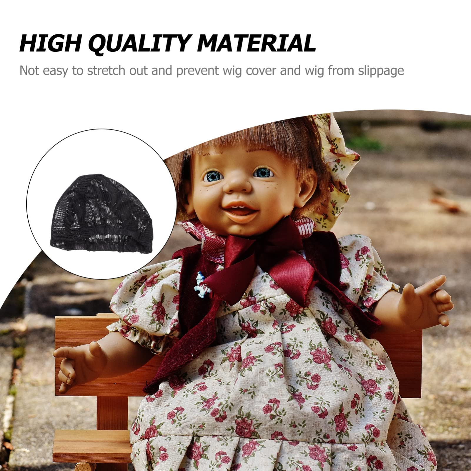 Stretchable Spandex Dome Wig Caps for Dolls - 2 Pack Black (6.5x4cm) - Perfect for Doll Hair Cover, Styling & Accessories - Great for Cosplay, Collectibles & DIY Projects