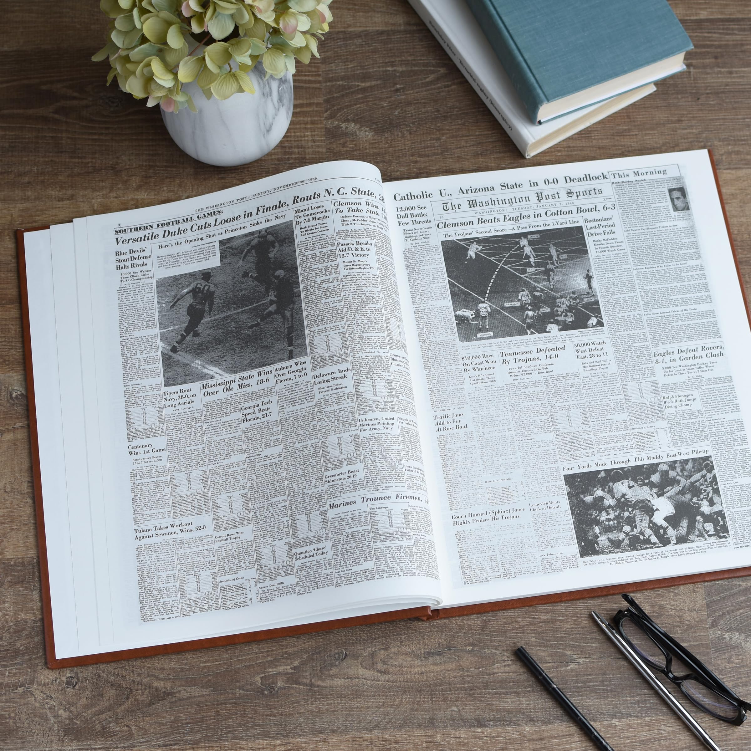 Personalized College Football Newspaper History Book - Custom A3 Large Deluxe Hardcover Gift for Football Fans, Alumni & Students | Perfect for Graduation, Retirement & Game Day Memorabilia