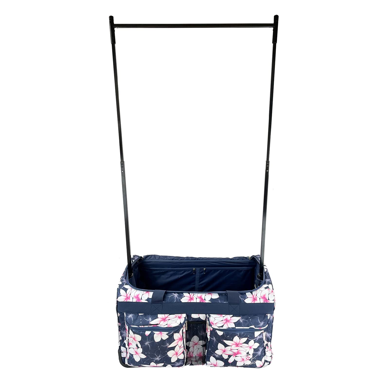 Professional Backstage Dance Travel Bag with Detachable Garment Rack - Midnight Floral Print for Dancers, Performers & Costume Storage - Perfect for Dance Competitions, Theater Tours & Travel Organization