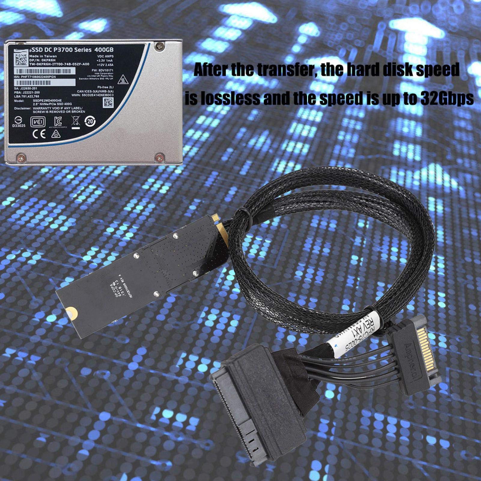 PUSOKEI U.2 to M.2 Adapter Cable - NVMe SSD Converter with PCIe Power (SFF-8639) for Intel P4510/P7501 - Compatible with Desktop PC, Server & Workstation - Ideal for Data Storage Expansion & High-Performance Computing