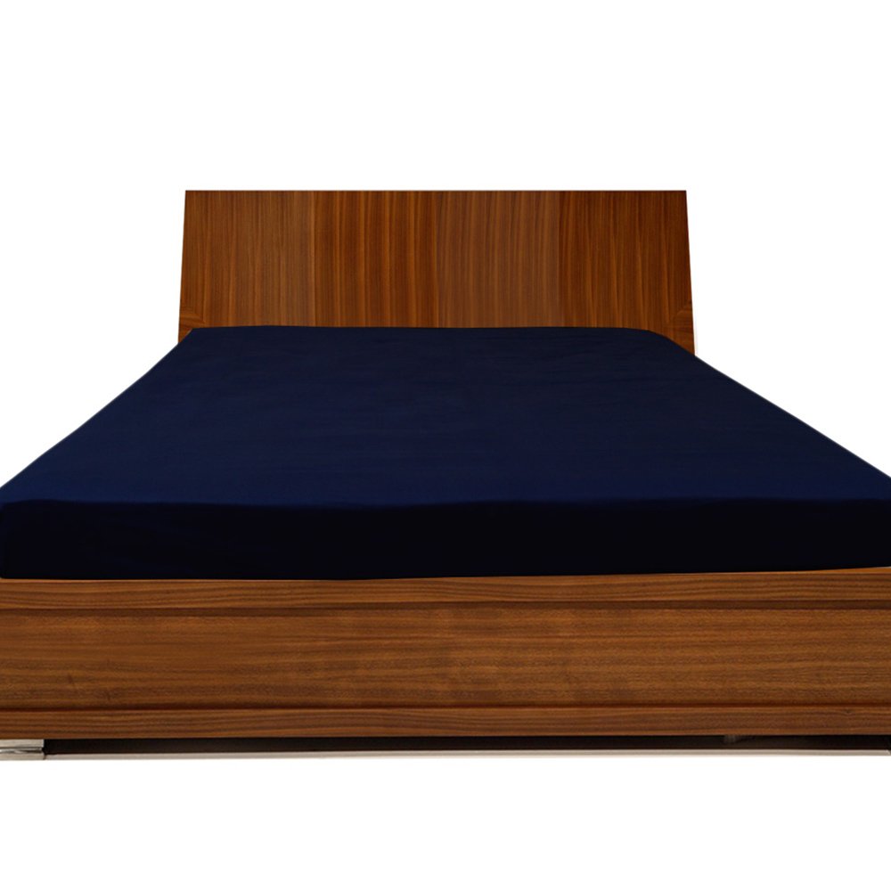 BudgetLinen 100% Egyptian Cotton Fitted Sheet - Navy Blue Twin Size with 12-Inch Deep Pocket | 500 Thread Count Luxury Bedding for Dorms, Guest Rooms & Everyday Comfort