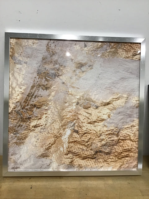 27.5 x 27.5 Inch Neutral Abstract Silver Picture Frame - Modern Wall Decor for Living Room, Bedroom & Office Art Display