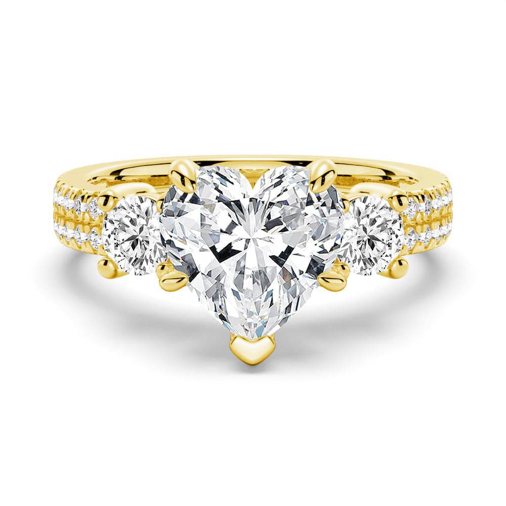 Exquisite Double Row Pave Three Stone Heart Shaped Moissanite Engagement Ring for Women - Perfect for Proposals, Anniversaries & Romantic Occasions