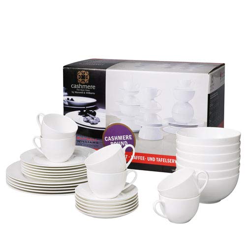 Maxwell Williams 30-Piece Porcelain Dinner Set & Coffee Set - Elegant Round Crockery in Gift Box for Home, Restaurant, and Special Occasions
